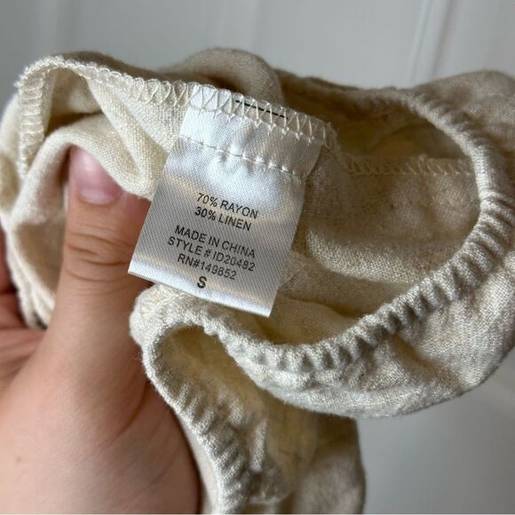 Love In Creme Linen Blend Oversized Midi Dress Sz S Lagonlook Minimalist Preppy - Picture 8 of 9